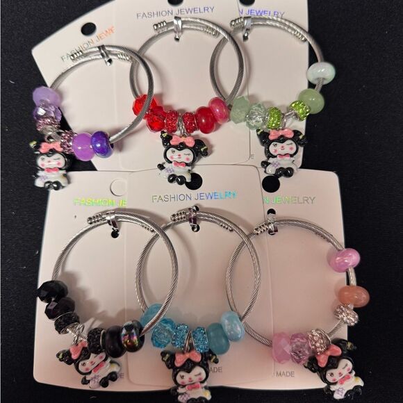 Stainless Steel Kuromi Purple and Silver Charm Adjustable Bracelet - Picture 2 of 3